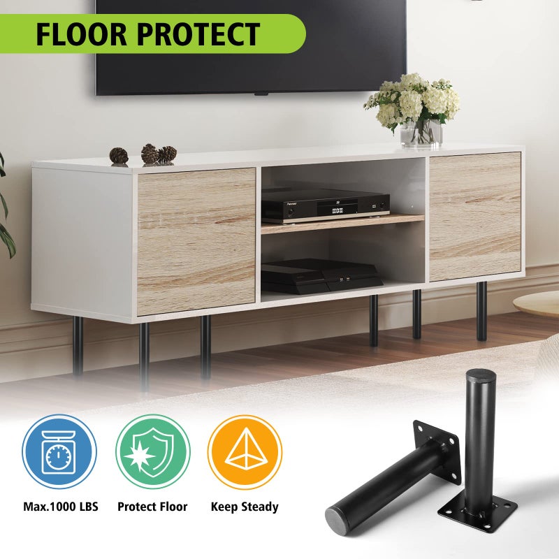 Masendelk Black Furniture Legs 5 Inch / 130mm, 4pcs Modern Sofa Legs Cabinet Replacement Legs, Heavy Duty Metal Legs with Mounting Screw for Furniture Couch Sofa TV Cabinet Dresser Desk Risers - Image 3